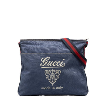 GUCCI Sherry Line Shoulder Bag 189676 Navy Canvas Men's