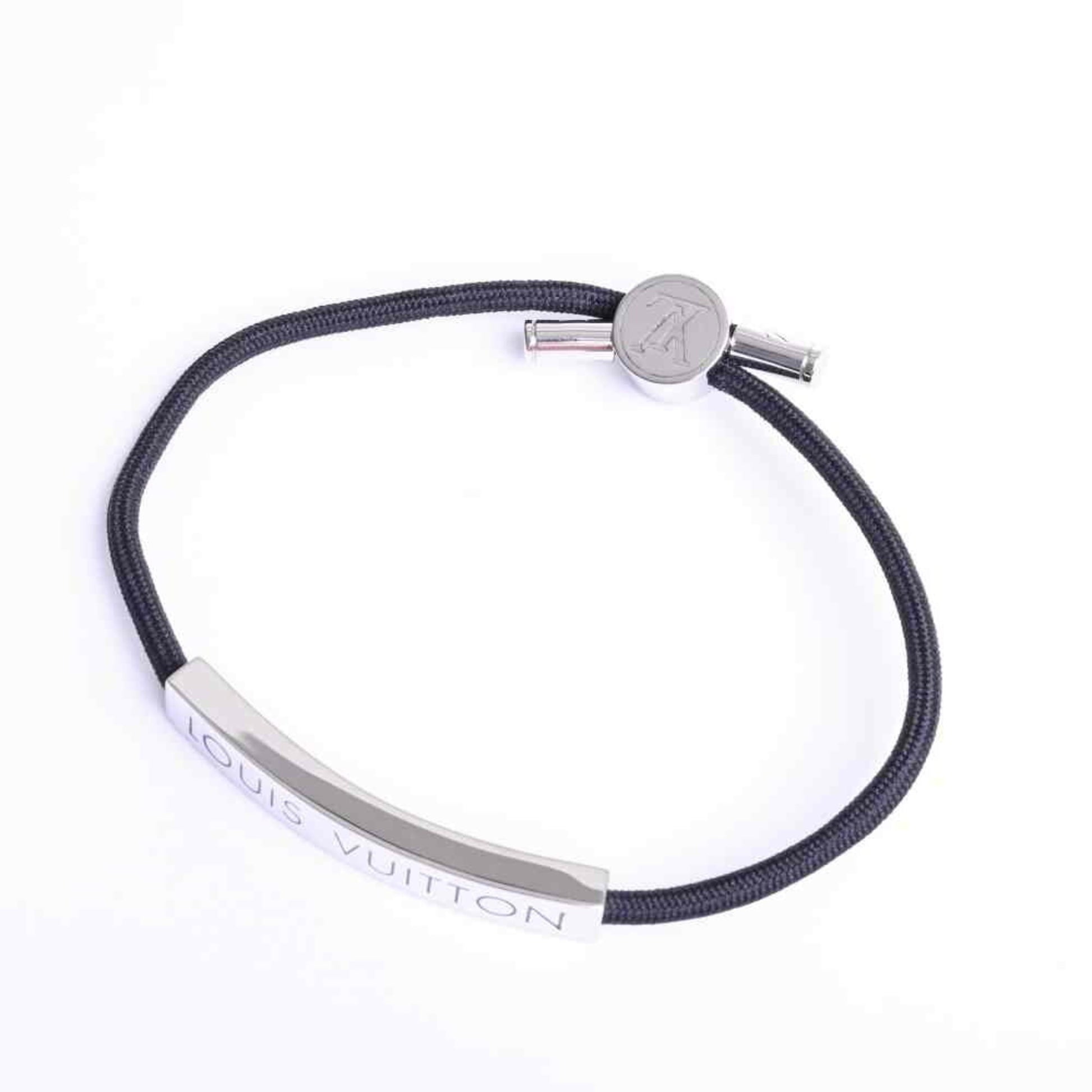 Used] Louis Vuitton Brasserie Space LV Bracelet Metal Nylon Silver