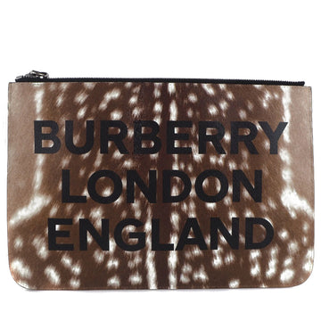 BURBERRY LONDON ENGLAND second bag 8015103 cowhide brown ladies clutch