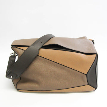 Loewe Puzzle Women's Leather Shoulder Bag Beige,Dark Brown,Grayish