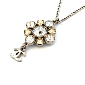 CHANEL necklace here mark rhinestone metal material gold C11V