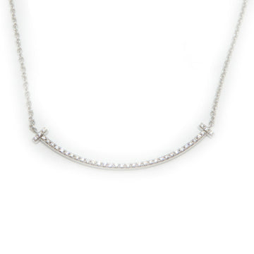 TIFFANY K18WG T smile melee diamond necklace Small 2.3g