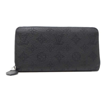 LOUIS VUITTON Round Zipper Large Punching Men's Long Wallet M61867 Monogram Mahina Noir Black