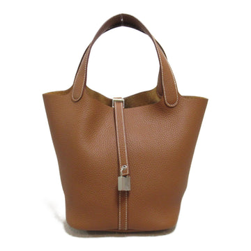 HERMES Picotin Rock MM Tote Bag Brown Gold Taurillon Clemence leather