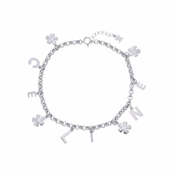 CELINE Motif Women's K18 White Gold Bracelet