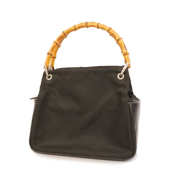 Gucci Bamboo Handbags 000 34444 0575 Women's Nylon Canvas,Leather Handbag Black