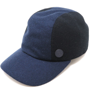 HERMES Cap #59 Women's/Men's Wool Noir/Indigo