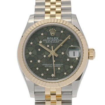 ROLEX Datejust 31 Diamond Floral Motif November 2023 278273 Women's YG SS Watch Automatic Green Dial