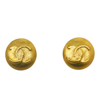 CHANEL Coco Mark Round Earrings Gold Plated Women's