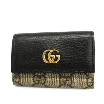 GUCCIAuth  GG Marmont Key Case 456118 Women's Leather GG Supreme Key Case Beige,