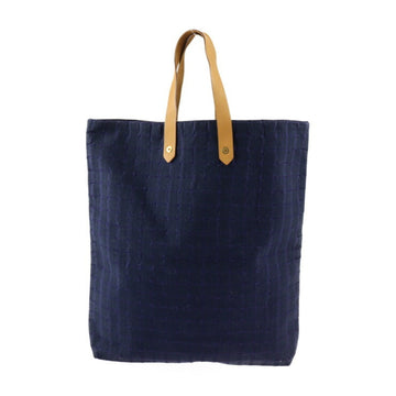 HERMES Amedaba GM Tote Bag Cotton Canvas Leather Navy Gold Hardware Handbag