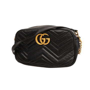 GUCCI Shoulder Bag GG Marmont 447632 Leather Black Ladies