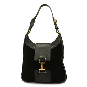 GUCCIAuth  Shoulder Bag 001 4139 Women's Suede Shoulder Bag Black