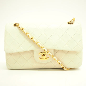 CHANEL Matelasse 23 Double Chain Flap Coco Mark Shoulder Bag White Ladies