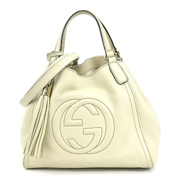 GUCCI Handbag Crossbody Shoulder Bag Soho Leather Off-White Light Gold Ladies 336751