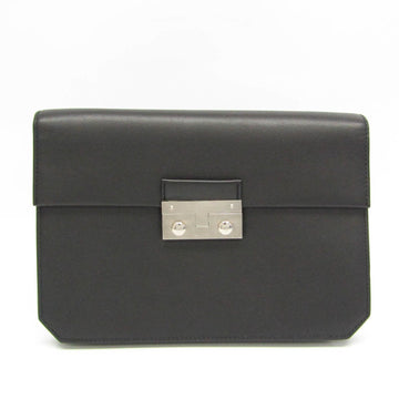 SALVATORE FERRAGAMO EO-24 0548 Men's Leather Clutch Bag Black