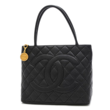 Chanel Reprint Tote Bag Caviar Skin Black Gold Hardware A01804