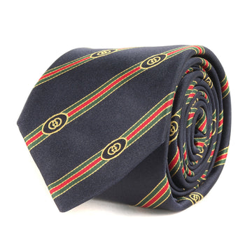 GUCCI Current Tag Interlocking GG Regimental Webline Silk Tie 321570 4E009 Navy Made in Italy