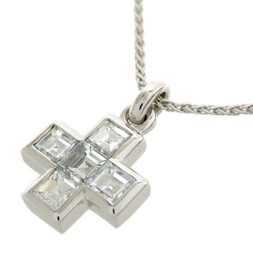 Bvlgari 750WG Square Cut Diamond Cross Women's Necklace 750 White Gold