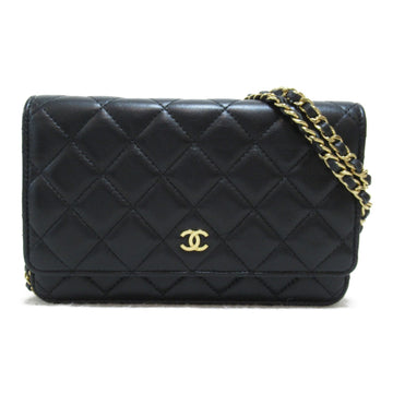 CHANEL Matelasse ChainShoulder Bag Black Lambskin [sheep leather]