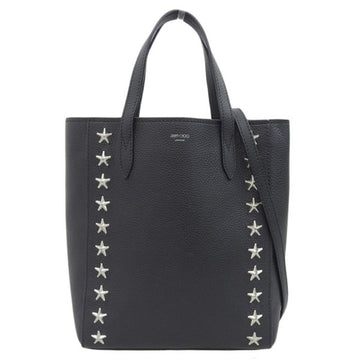 JIMMY CHOO Leather Pegasi Star Studs Tote Bag Black Ladies