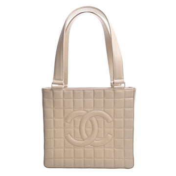 CHANEL Lambskin Chocolate Bar Coco Mark Handbag A17809 Beige Ladies