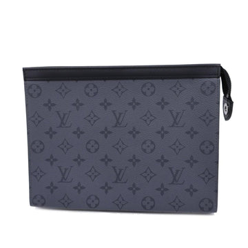 LOUIS VUITTON Clutch Bag Monogram Eclipse Reverse Pochette Voyage M69535 Gray Black Men's