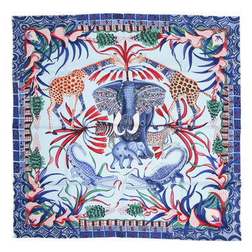 HERMES Carre 90 Muffler/Scarf Zambezi River March LA MARCH DU ZAMBEZE Blue Ciel Jean