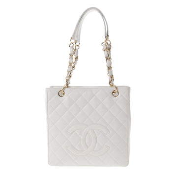 CHANEL PST White Women's Caviar Skin Tote Bag