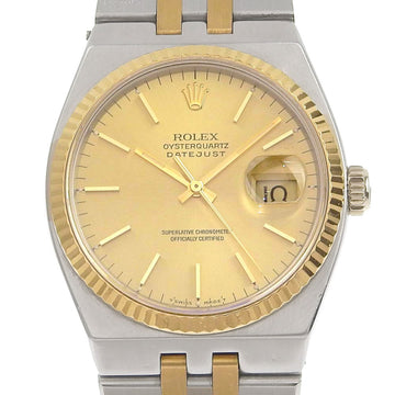 ROLEX Oyster Watch Datejust 17013 Gold & Steel Silver Quartz Analog Display Men's Dial