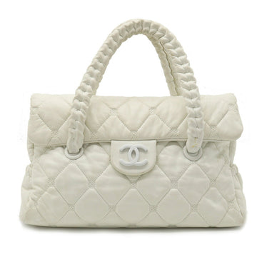 CHANEL here mark handbag leather white