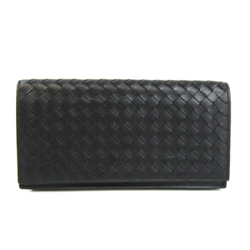 BOTTEGA VENETA Intrecciato Women,Men Leather Long Wallet [bi-fold] Black