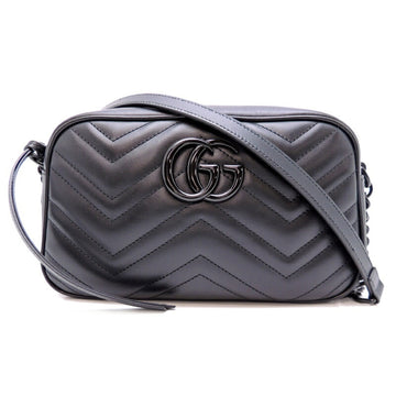 Gucci GG Marmont Small Women's Shoulder Bag 447632 Chevron Quilted Leather Black