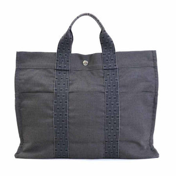 HERMES handbag Yale line canvas dark gray silver unisex