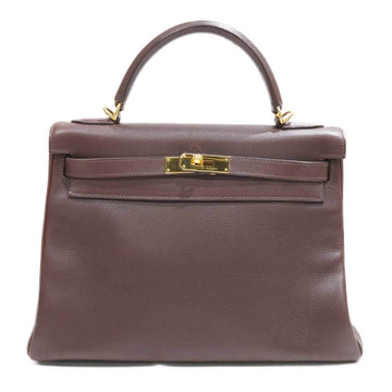 HERMES Kelly 32 Handbag Havana G Hardware Vogalibar I Engraved Women's Men's Bag