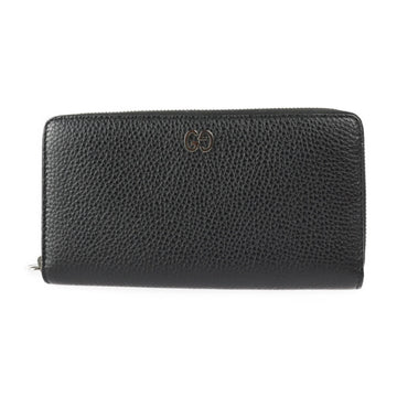 GUCCI DORIAN long wallet 473928 leather black silver metal fittings round fastener GG logo