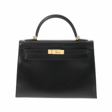 HERMES Kelly 32 Outer stitching black D engraved [around 2000] ladies boxcalf bag