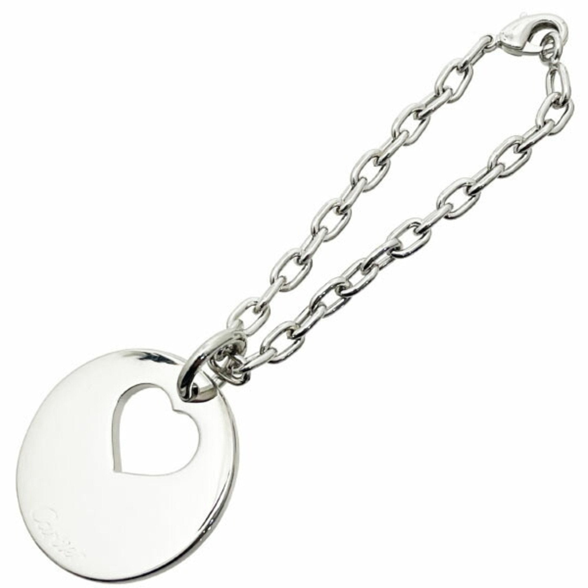 CARTIER Keychain Heart Charm Round Keyring Key Hook