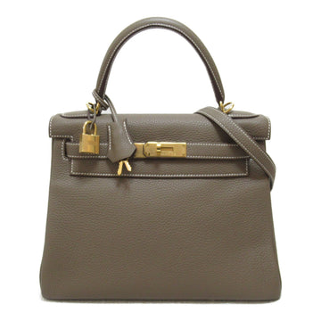 HERMES Kelly 28 handbag Gray Etoupe Grey Togo leather leather