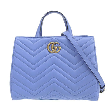 Gucci Bag Ladies 2way Handbag Shoulder GG Marmont Leather Light Blue 448054