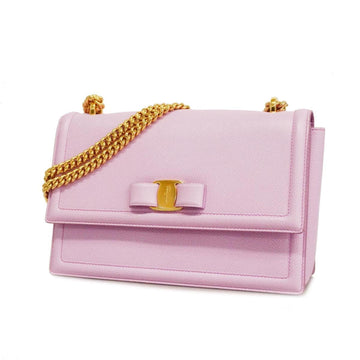 SALVATORE FERRAGAMO Shoulder Bag Vara Leather Pink Gold Hardware Women's