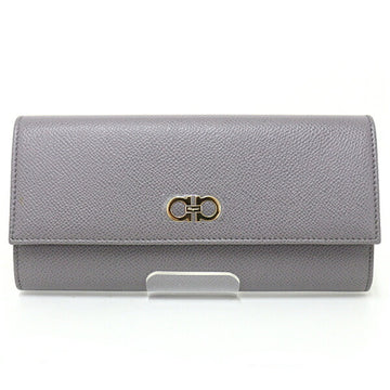 SALVATORE FERRAGAMO long wallet pass case Gancini calf leather 22-D149 gray