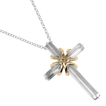 TIFFANY&Co. Signature Cross Necklace Approx. 6.66g Silver 925 K18 YG Yellow Gold
