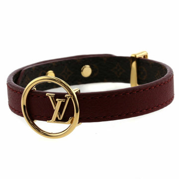 LOUIS VUITTON Bracelet Brasserie LV Eclipse M8101 Monogram Canvas Gold Plated Red Ladies