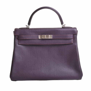 HERMES Togo Kelly 32 handbag purple