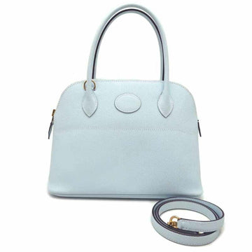 HERMES Bolide 27 Y engraved women's handbag Vaux Epson Blue Brume x