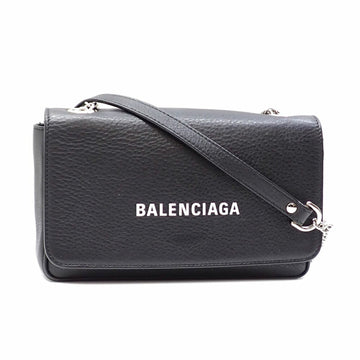 BALENCIAGA Everyday Chain Shoulder Bag Ladies Black Leather 537387 Wallet