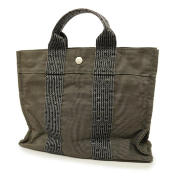 HERMES Tote Bag Yale Line PM Canvas Gray Silver Hardware Women's