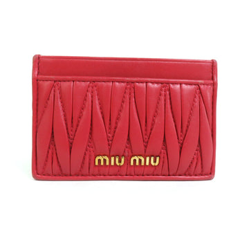 MIU MIUMIU Card Case Business Holder Pass Leather Red Ladies 5MC208