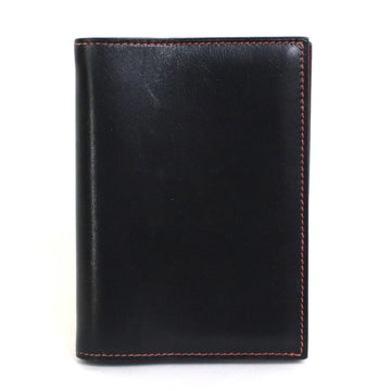 HERMES Notebook Cover Leather Black/Burgundy Unisex